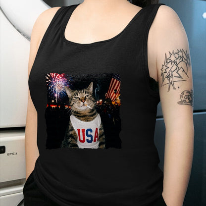 Cat Love Shirt, Funny Cat Lover Gift UnisexT-Shirt/Hoodie/Sweatshirt HLT00 - Patriotic Smoking cat T-Shirt