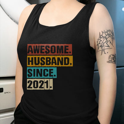Best Wife Shirt, Wife and Husband Unisex T-Shirt/Hoodie/Sweatshirt HLT00 - 3rd Year Wedding Anniversary Epic Awesome Husband Since 2021 T-Shirt (2)