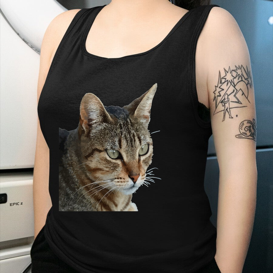 Cat Love Shirt, Funny Cat Lover Gift UnisexT-Shirt/Hoodie/Sweatshirt HLT00 - Stunning Tabby Cat Close Up Portrait Vector T-Shirt