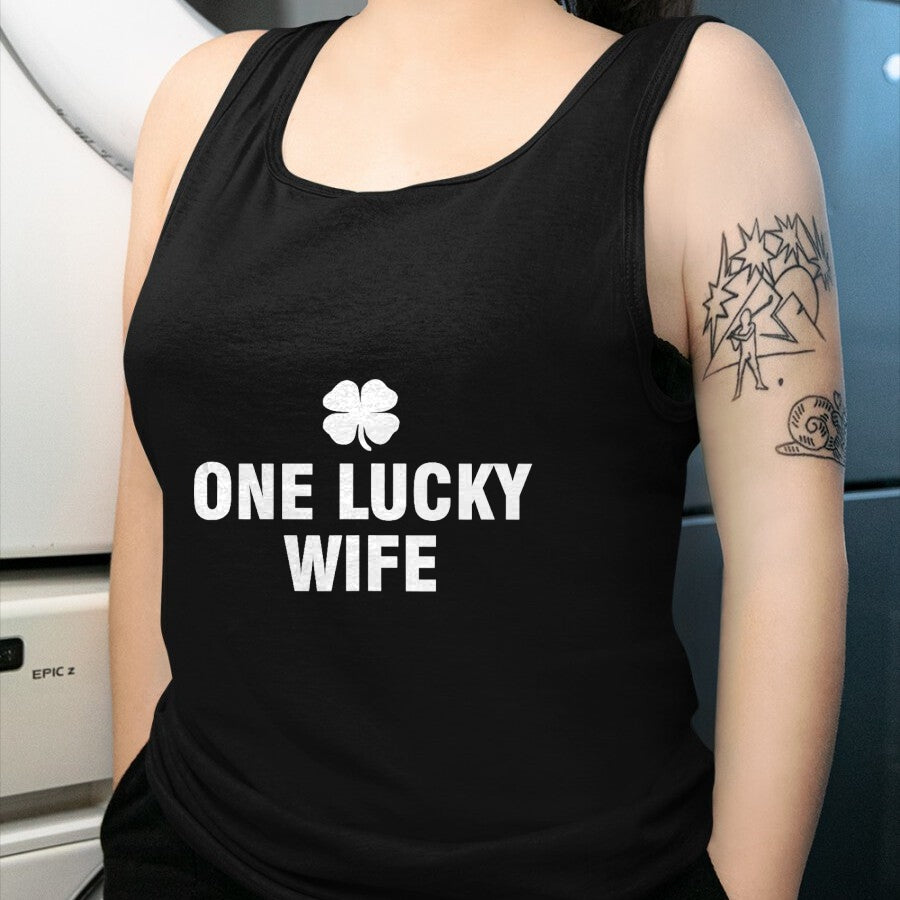 Best Wife Shirt, Wife and Husband Unisex T-Shirt/Hoodie/Sweatshirt HLT00 - Gift for wife T shirt, lucky wife   One Lucky Wife Tank Top (1)