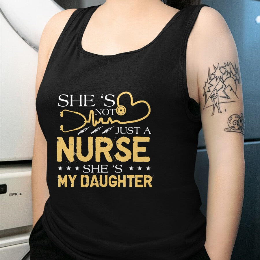 Funny Nurse Shirt, Nurse Unisex T-Shirt/Hoodie/Sweatshirt HLT00 - My Daughter Is A Nurse Proud Nurse's Mom Dad RN LPN Family T-Shirt (3)