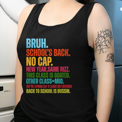 Best Student Shirt, Funny Back To School UnisexT-Shirt/Hoodie/Sweatshirt HLT00 - Vintage Bruh We Back No Cap Bruh We_re Back Student Teacher T-Shirt, Men, Black, 3X-Large