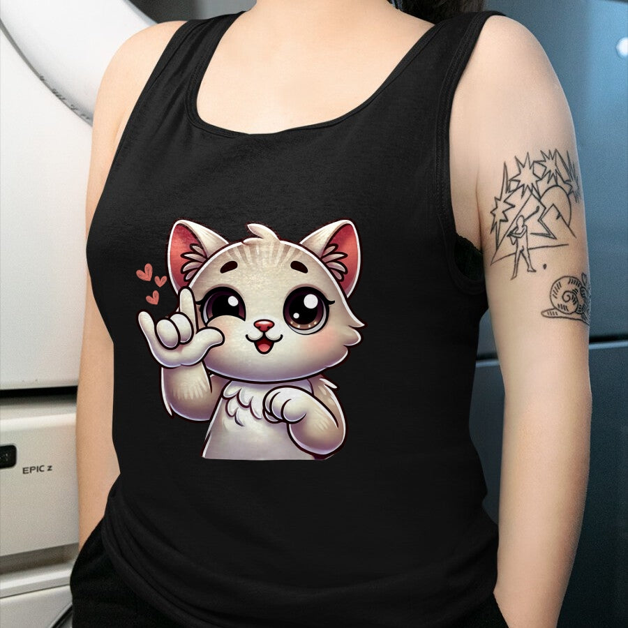 Cat Love Shirt, Funny Cat Lover Gift UnisexT-Shirt/Hoodie/Sweatshirt HLT00 - Kitten Cute Cat Making Love You Hand Sign Language ASL T-Shirt