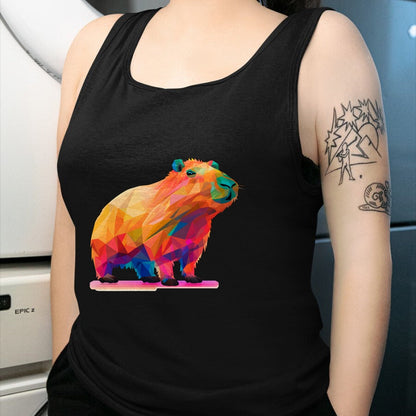 Cute Capybara Shirt, Funny Capybara Unisex T-Shirt/Hoodie/Sweatshirt HLT00 - Colorful Geometric Capybara Long Sleeve T-Shirt