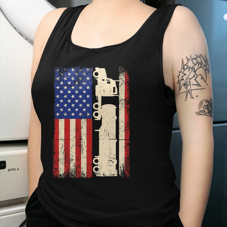 Best Truck Driver Life Shirt, Funny Trucker UnisexT-Shirt/Hoodie/Sweatshirt HLT00 - Truck Driver USA American Flag Patriotic Trucker Men T-Shirt
