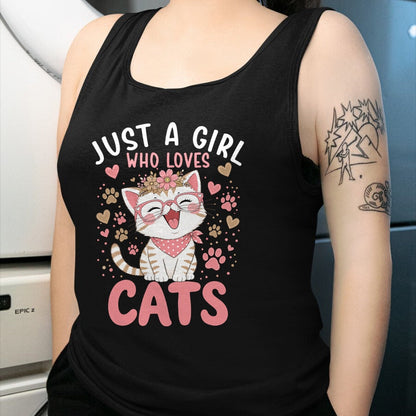 Cat Love Shirt, Funny Cat Lover Gift UnisexT-Shirt/Hoodie/Sweatshirt HLT00 - Just A Girl Who Loves Cats Cute Floral Animals Lover T-Shirt (1)