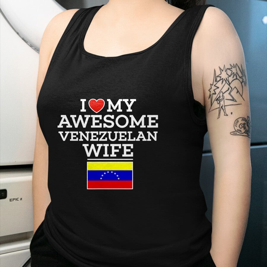 Best Wife Shirt, Wife and Husband Unisex T-Shirt/Hoodie/Sweatshirt HLT00 - I Love My AWESOME Venezuelan WIFE Flag Heart Tee for Husband