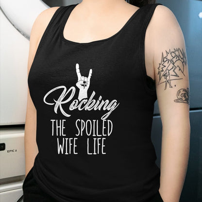 Best Wife Shirt, Wife and Husband Unisex T-Shirt/Hoodie/Sweatshirt HLT00 - Gift for wife T shirt, spoiled wife   Women's Rocking Spoiled Wife Life Rock On Spoiled Wife T-Shirt
