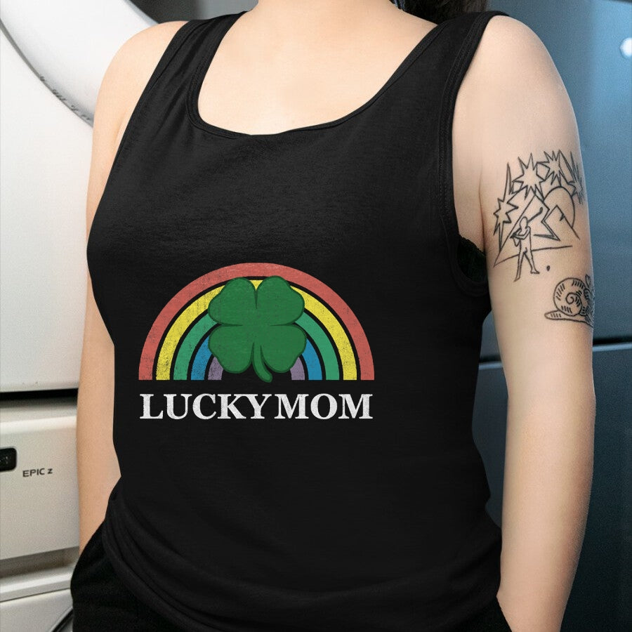Gift for Mom Shirt, Funny Mom Unisex T-Shirt/Hoodie/Sweatshirt HLT00 - Lucky Mom Shamrock St. Patricks Day Rainbow Saint Paddys T-Shirt
