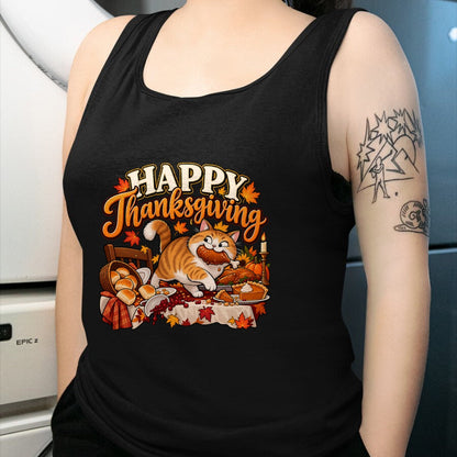 Best Thanksgiving Family Shirt , Funny Thanksgiving UnisexT-Shirt/Hoodie/Sweatshirt HLT00 - Happy Thanksgiving Funny Cute Cat Turkey Dinner Autumn Feast T-Shirt