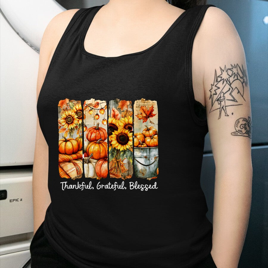 Best Thanksgiving Family Shirt , Funny Thanksgiving UnisexT-Shirt/Hoodie/Sweatshirt HLT00 - Grateful Thankful Blessed Happy Thanksgiving Pumpkin Womens T-Shirt
