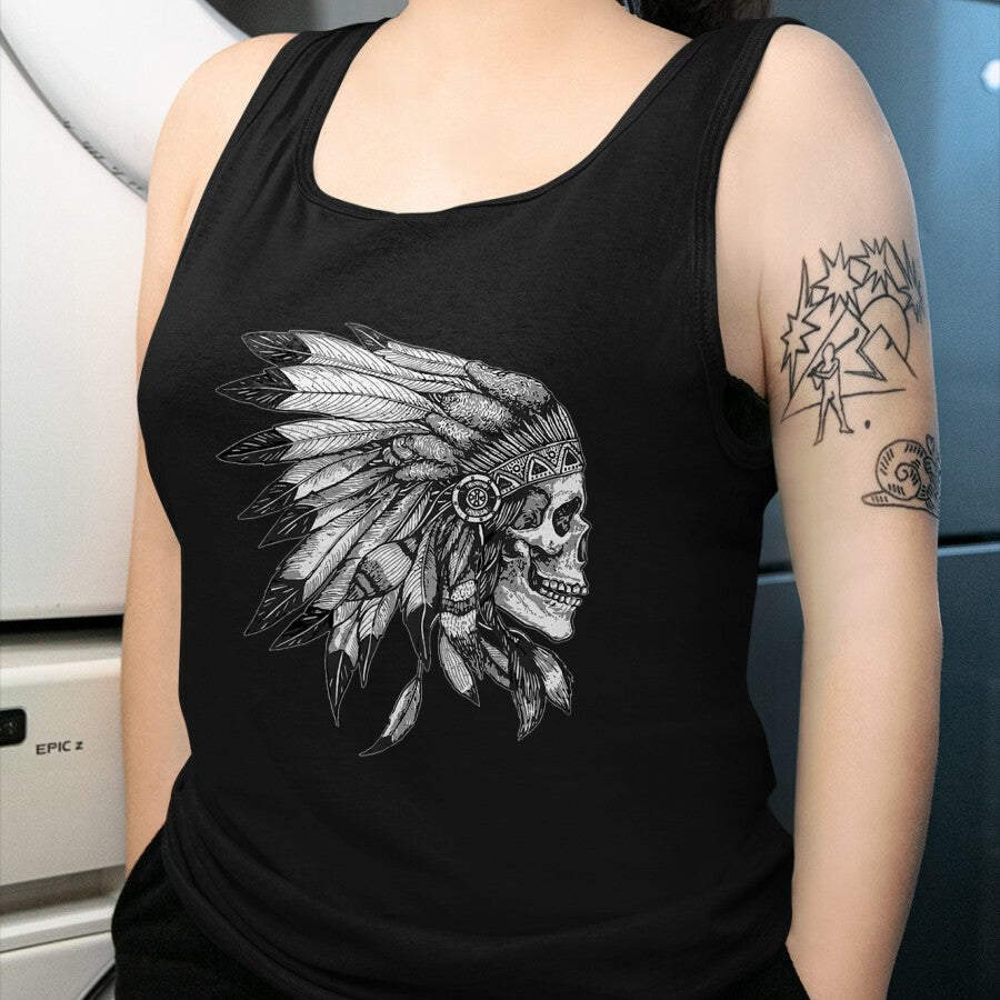 Native American T-Shirts, Vintage Native American Unisex T-Shirt/Hoodie/Sweatshirt HLT00 - American Motorcycle Skull Native Indian Eagle Chief Vintage (1)