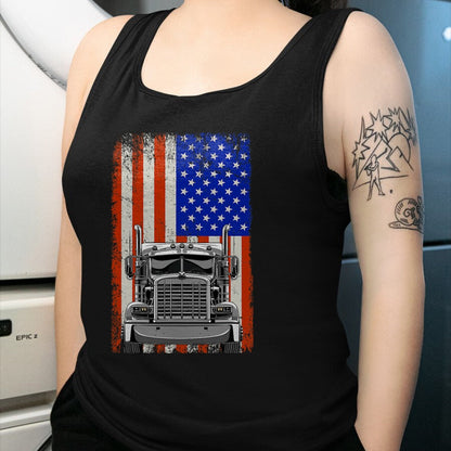 Best Truck Driver Life Shirt, Funny Trucker UnisexT-Shirt/Hoodie/Sweatshirt HLT00 - US American Flag Semi Truck Driver T-Shirt (4)