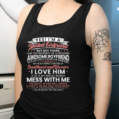 Best Wife Shirt, Wife and Husband Unisex T-Shirt/Hoodie/Sweatshirt HLT00 - Womens Yes Im A Spoiled Girlfriend for a Best Girlfriend T-Shirt