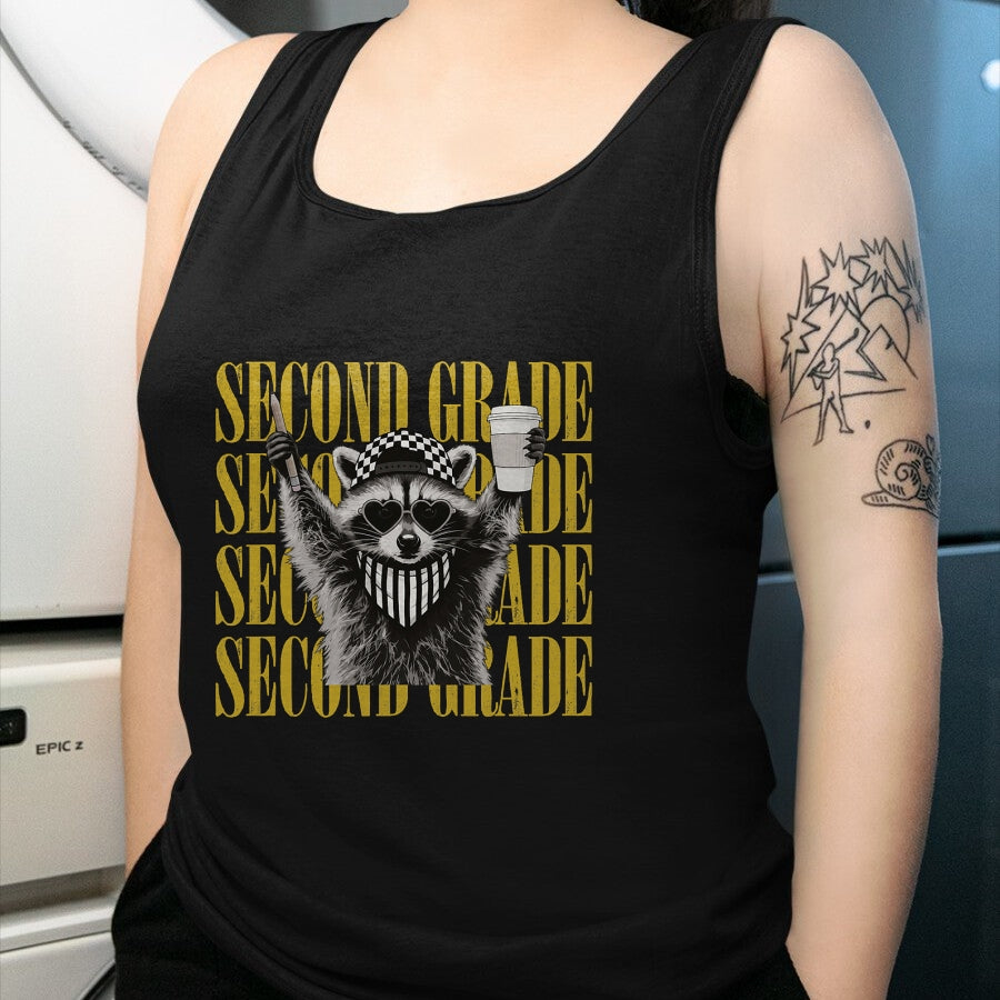 Best Teacher Shirt, Funny Teacher UnisexT-Shirt/Hoodie/Sweatshirt HLT00 - Funny Second Grade Teacher Feral Raccoon Back to School T-Shirt