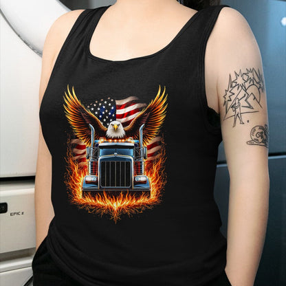Best Truck Driver Life Shirt, Funny Trucker UnisexT-Shirt/Hoodie/Sweatshirt HLT00 - Trucker Patriotic American Flag Semi Truck Driver Eagle T-Shirt (2)