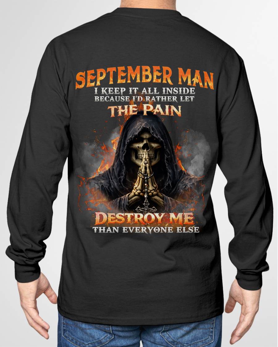 SEPTEMBER MAN SKULL SHIRT – I KEEP IT ALL INSIDE DARK GOTHIC T-SHIRT - FOR MAN - TLEE09 (SKU2604-136-09)