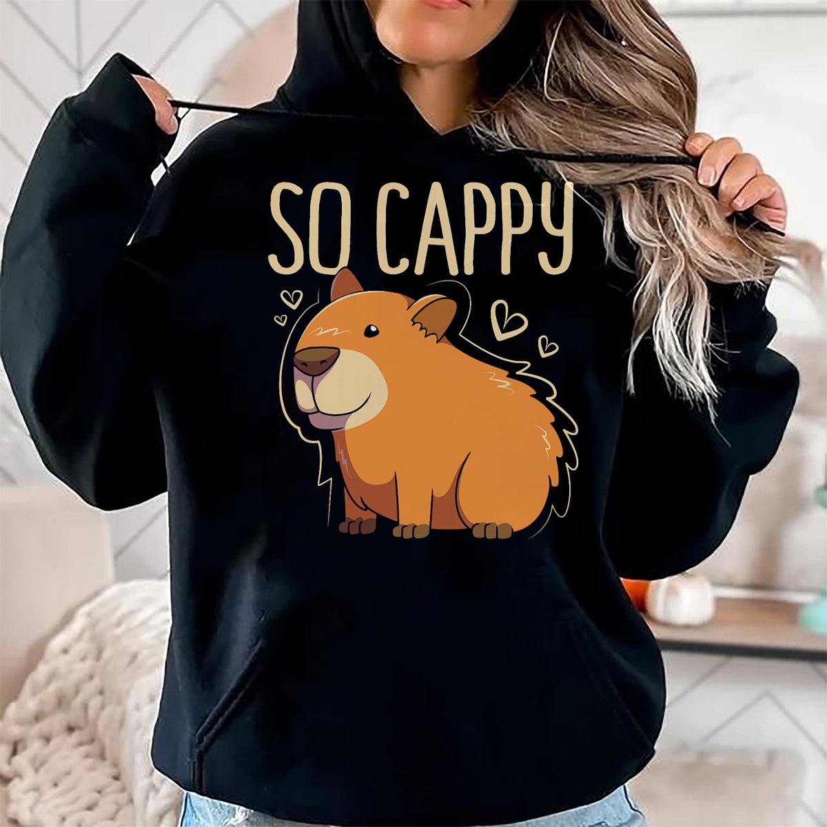Cute Capybara Shirt, Funny Capybara Unisex T-Shirt/Hoodie/Sweatshirt HLT00 - Funny Capybara So Cappy T-Shirt