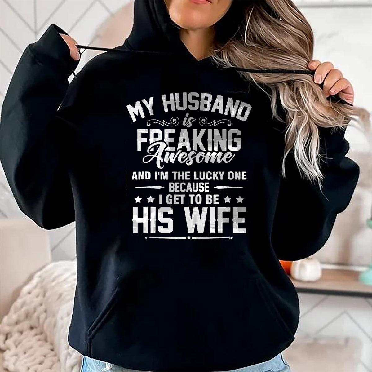 Best Wife Shirt, Wife and Husband Unisex T-Shirt/Hoodie/Sweatshirt HLT00 - Gift for wife T shirt, lucky wife   Lucky Wife, Awesome Life Because My Husband Tank Top