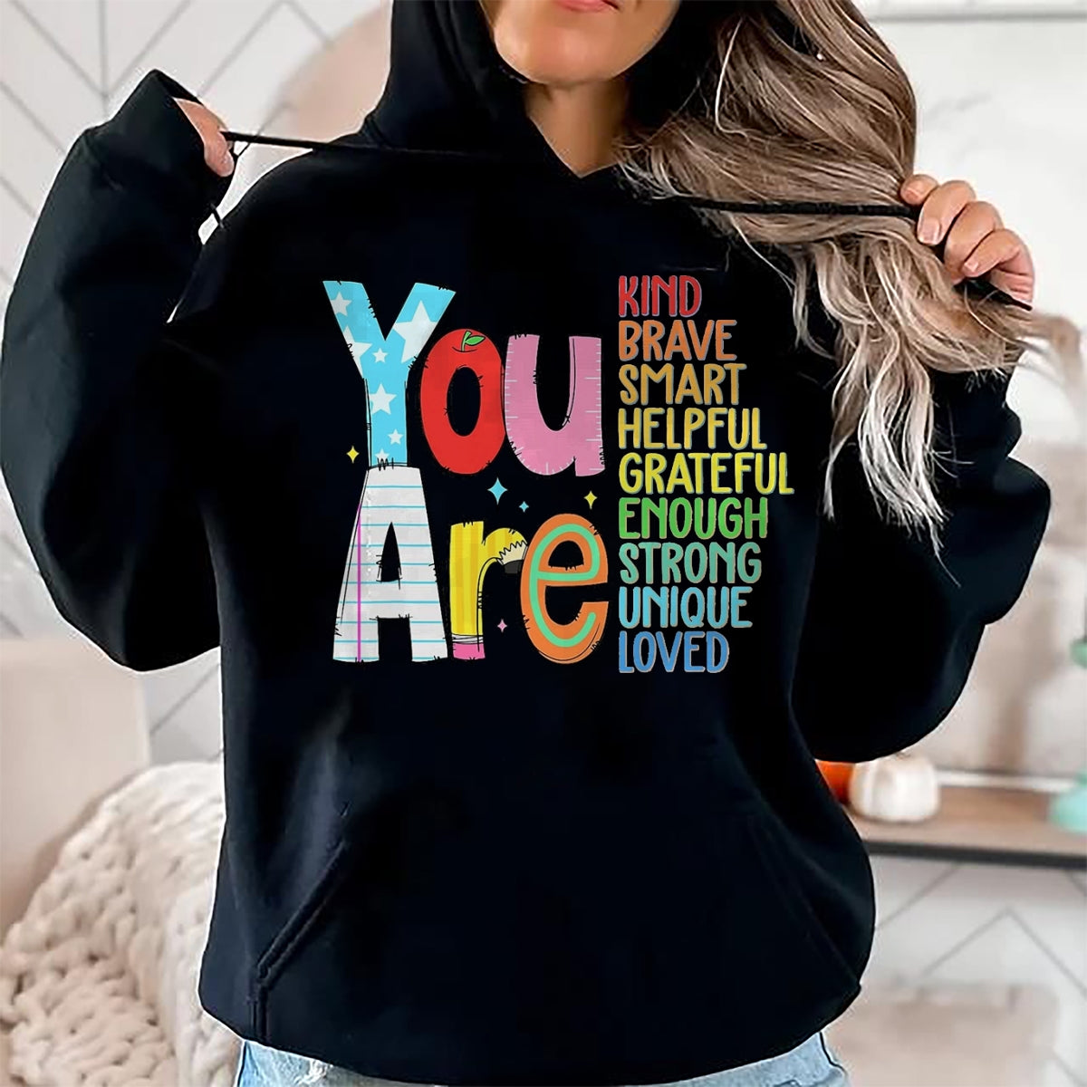 Best Student Shirt, Funny Back To School UnisexT-Shirt/Hoodie/Sweatshirt HLT00 - You are SMART Brave Strong Kind Loved Motivation Teacher Kid T-Shirt, Men, Black, 3X-Large