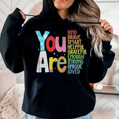 Best Student Shirt, Funny Back To School UnisexT-Shirt/Hoodie/Sweatshirt HLT00 - You are SMART Brave Strong Kind Loved Motivation Teacher Kid T-Shirt, Men, Black, 3X-Large