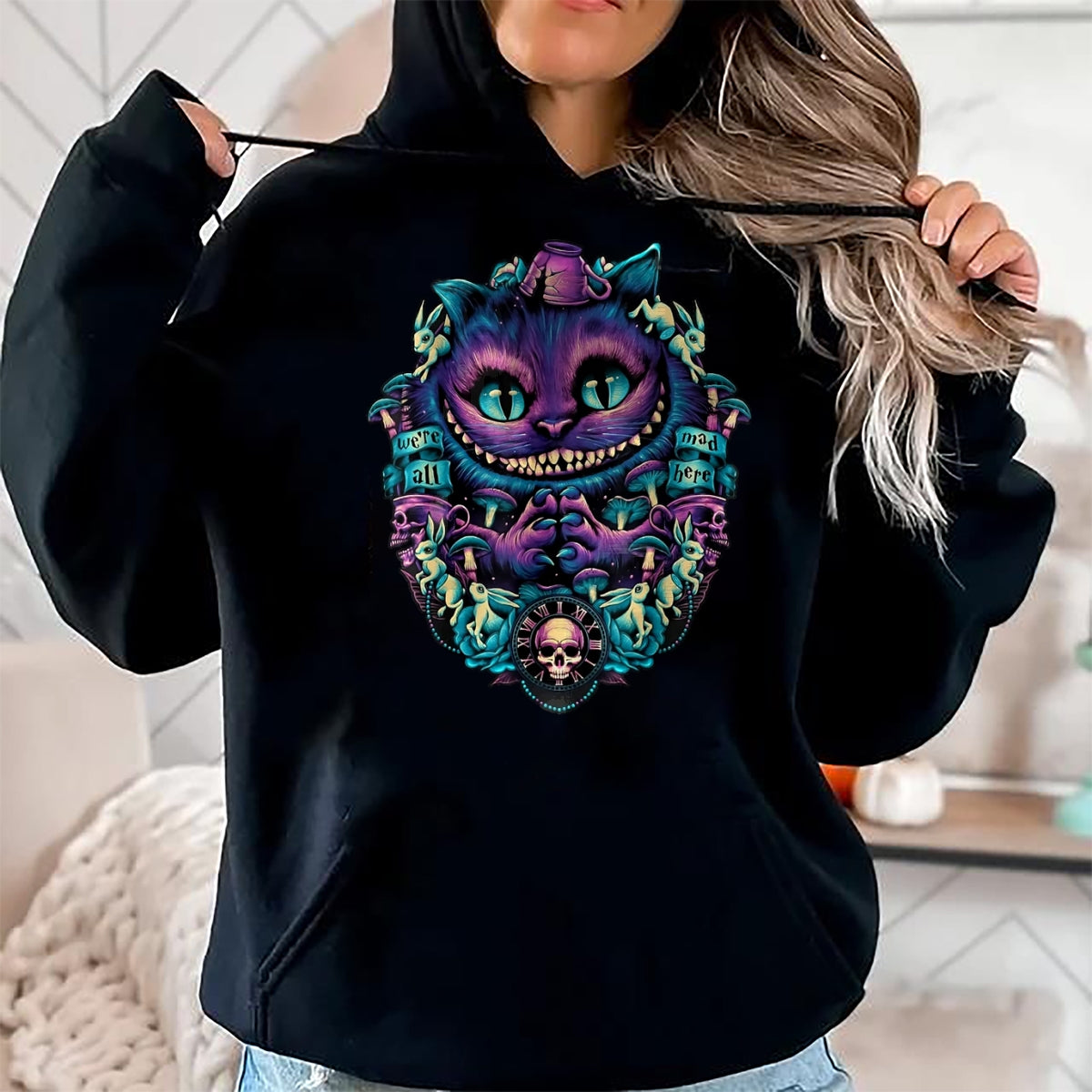 Cat Love Shirt, Funny Cat Lover Gift UnisexT-Shirt/Hoodie/Sweatshirt HLT00 - Cheshire Cat Shirt Alice in Wonderland Graphic T-Shirt, Women, Purple, XX-Large