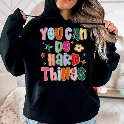 Best Student Shirt, Funny Back To School UnisexT-Shirt/Hoodie/Sweatshirt HLT00 - You Can Do Hard Things First Day of School Back to School T-Shirt, Men, Black, Small