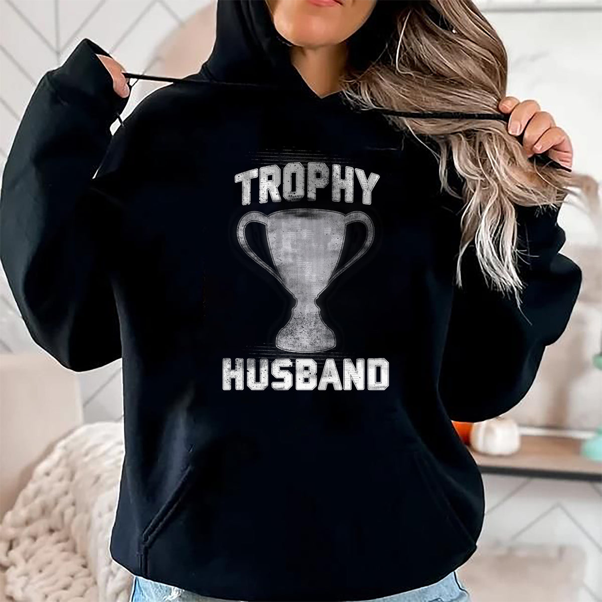 Best Wife Shirt, Wife and Husband Unisex T-Shirt/Hoodie/Sweatshirt HLT00 - Cool Vintage Style Trophy Husband Spouse T-Shirt Valentines T-Shirt