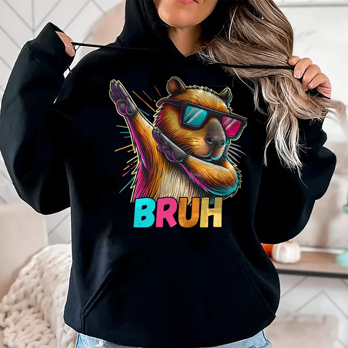 Cute Capybara Shirt, Funny Capybara Unisex T-Shirt/Hoodie/Sweatshirt HLT00 - Funny Dabbing Capy Bruh Teens Youth Kids Meme Rodent Lovers T-Shirt