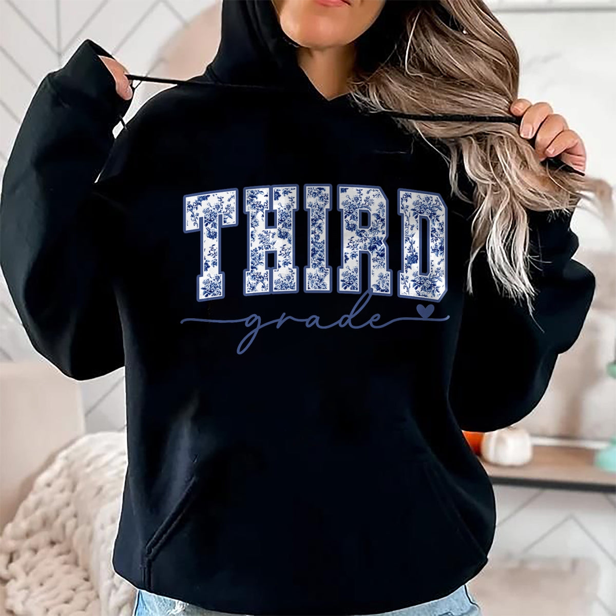 Best Student Shirt, Funny Back To School UnisexT-Shirt/Hoodie/Sweatshirt HLT00 - Third Grade Blue Floral Back to School Teachers Girls Kids T-Shirt