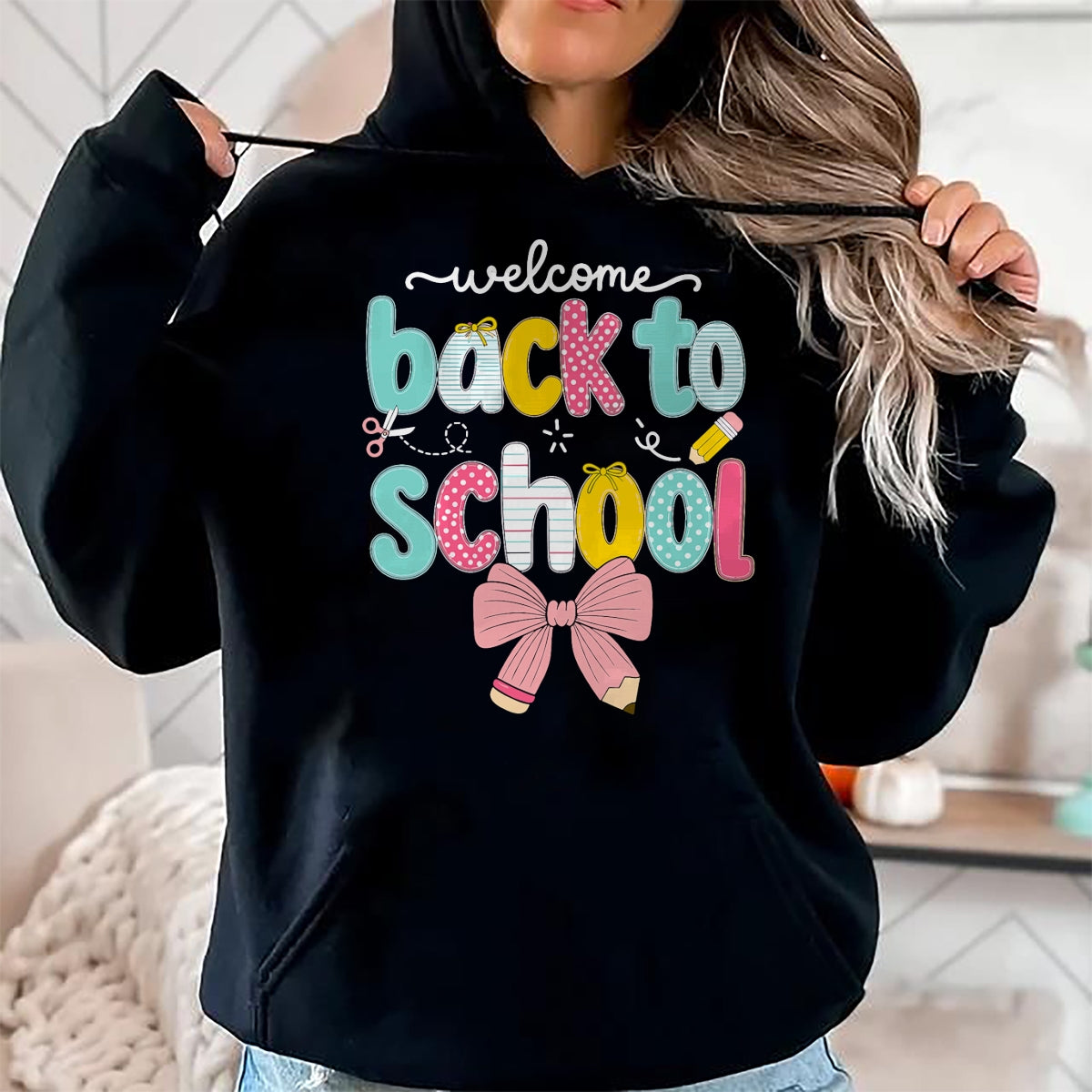 Best Student Shirt, Funny Back To School UnisexT-Shirt/Hoodie/Sweatshirt HLT00 - Welcome Back to School Coquette Pencil Bow T-Shirt