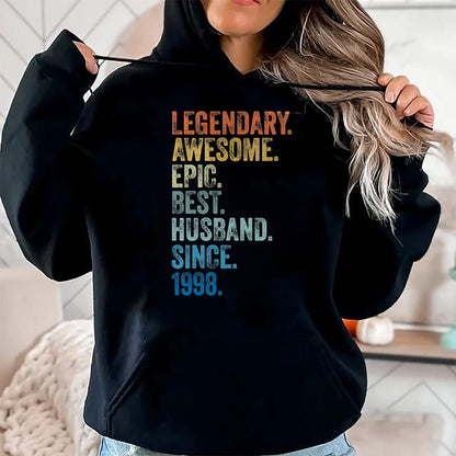 Best Wife Shirt, Wife and Husband Unisex T-Shirt/Hoodie/Sweatshirt HLT00 - Mens Legendary Awesome Epic Best Husband Since 1998 T-Shirt