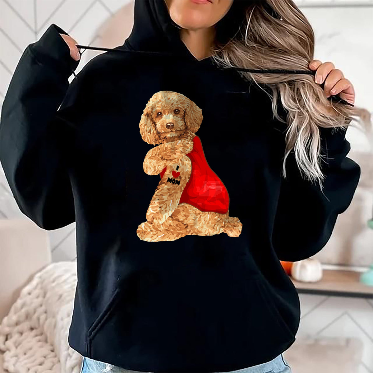 Dog Love Shirt, Dog Lover Gift T-Shirt/Hoodie/Sweatshirt HLT00 - Poodle Dog I Love Mom Tattoo Lover funny Gift T-Shirt
