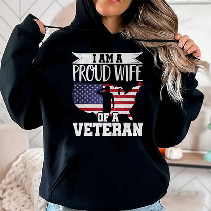 Best Wife Shirt, Wife and Husband Unisex T-Shirt/Hoodie/Sweatshirt HLT00 - Gift for wife T shirt, lucky wife   Proud Wife Of Veteran Nothing Scares Patriotic Veterans Day T-Sh