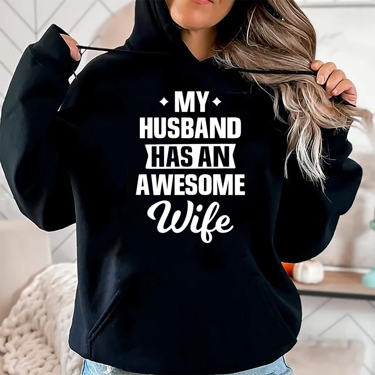 Best Wife Shirt, Wife and Husband Unisex T-Shirt/Hoodie/Sweatshirt HLT00 - My Husband Has An Awesome Wife Funny T-Shirt