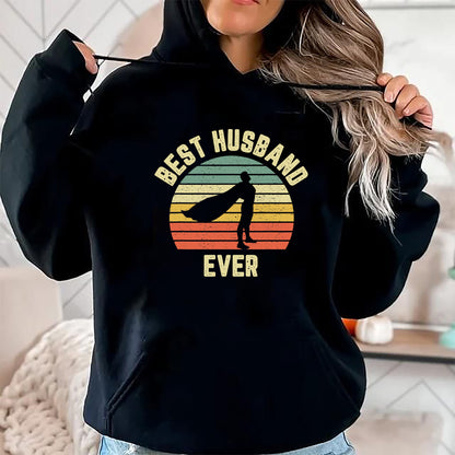Best Wife Shirt, Wife and Husband Unisex T-Shirt/Hoodie/Sweatshirt HLT00 - Vintage Best Husband Ever Superhero Fun Retro Graphic T-Shirt
