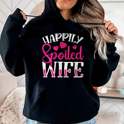 Best Wife Shirt, Wife and Husband Unisex T-Shirt/Hoodie/Sweatshirt HLT00 - Gift for wife T shirt, spoiled wife   Womens Funny Wife Happily Spoiled Wife V-Neck T-Shirt