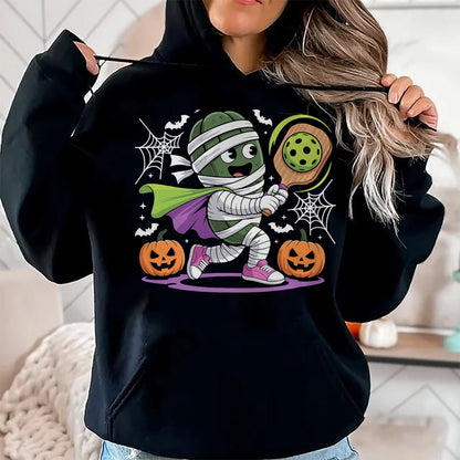 Funny Pickleball Shirt, Pickleball Lover Unisex T-Shirt/Hoodie/Sweatshirt HLT00 - Funny Halloween Pickleball Mummy Costume Design T-Shirt