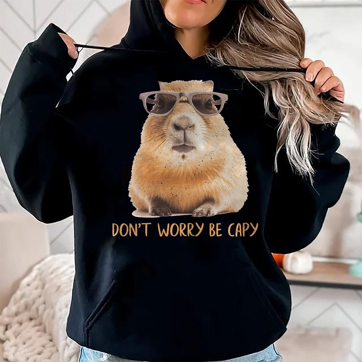 Cute Capybara Shirt, Funny Capybara Unisex T-Shirt/Hoodie/Sweatshirt HLT00 - Funny Graphic Don_t Worry Be Capy Capybara T-Shirt
