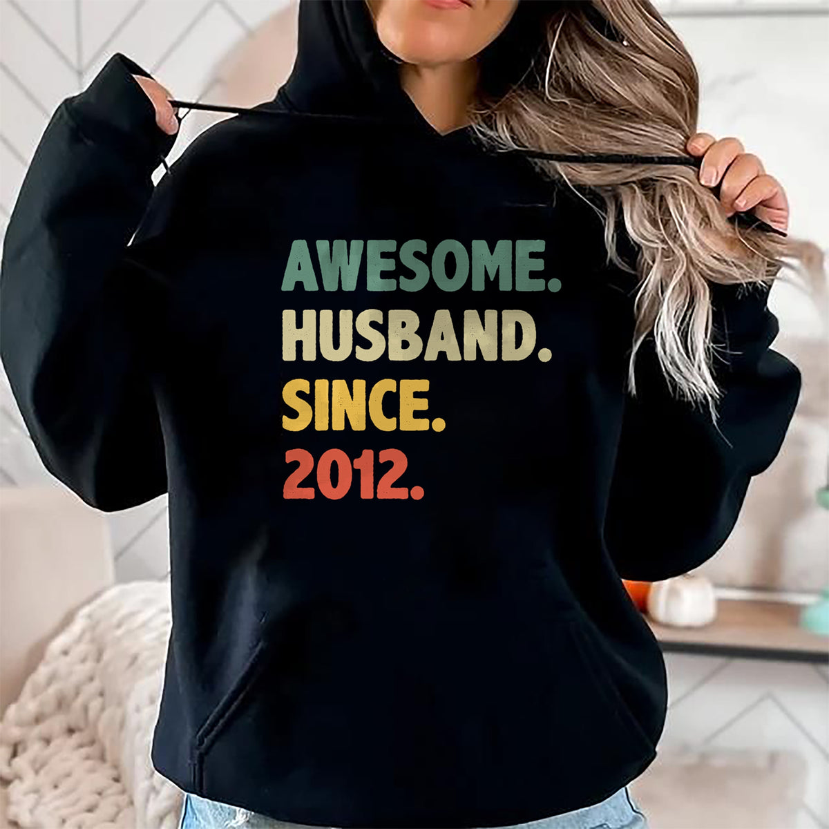 Best Wife Shirt, Wife and Husband Unisex T-Shirt/Hoodie/Sweatshirt HLT00 - 12th Wedding Anniversary Epic Awesome Husband Since 2012 Long Sleeve T-Shirt