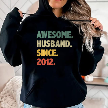 Best Wife Shirt, Wife and Husband Unisex T-Shirt/Hoodie/Sweatshirt HLT00 - 12th Wedding Anniversary Epic Awesome Husband Since 2012 Long Sleeve T-Shirt