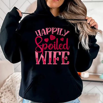 Best Wife Shirt, Wife and Husband Unisex T-Shirt/Hoodie/Sweatshirt HLT00 - Gift for wife T shirt, spoiled wife   Womens Funny Wife Happily Spoiled Wife V-Neck T-Shirt (5)