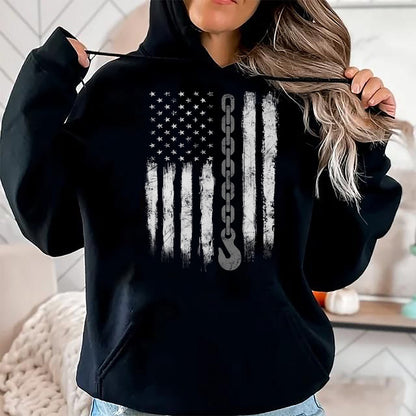 Best Truck Driver Life Shirt, Funny Trucker UnisexT-Shirt/Hoodie/Sweatshirt HLT00 - Tow Truck Driver Gift Men USA Flag Towing Hook for US T-Shirt