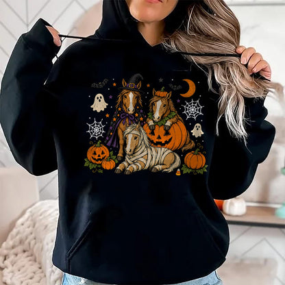 Best Horse Lover Shirt , Funny Horse UnisexT-Shirt/Hoodie/Sweatshirt HLT00 - Stripes Horse Halloween Funny Spooky Season Boo Horse Lover T-Shirt
