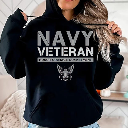 Proud Veteran Shirt, Funny Veteran UnisexT-Shirt/Hoodie/Sweatshirt HLT00 - US Navy - Veteran Honor Courage Commitment T-Shirt, Men, Black, 3X-Large