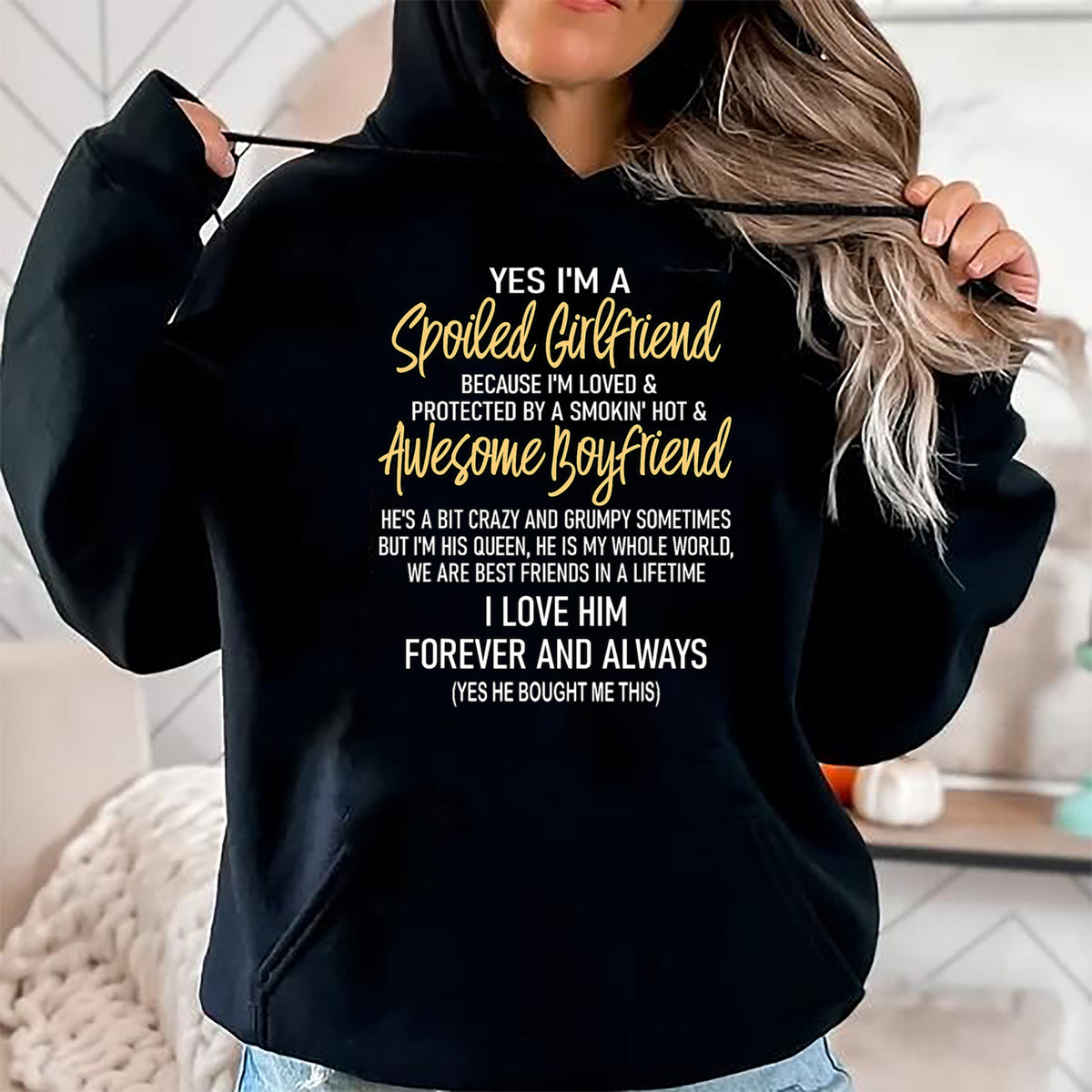 Best Wife Shirt, Wife and Husband Unisex T-Shirt/Hoodie/Sweatshirt HLT00 - Gift for wife T shirt, lucky wife   Lucky Wife Yes I'm A Spoiled Loved Protected Girlfriend T-Shirt