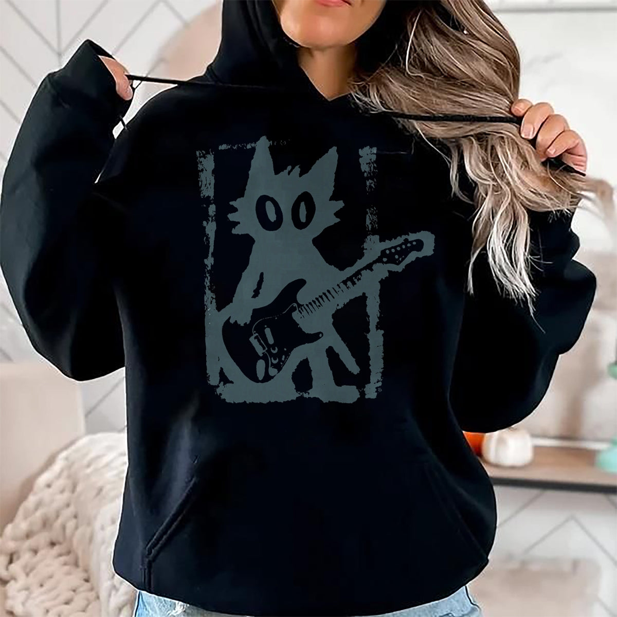 Guitar Lover Shirt, Funny Guitar UnisexT-Shirt/Hoodie/Sweatshirt HLT00 - Cat Playing Guitar Rock Star Rock and Roll Men Women Kids T-Shirt (1)