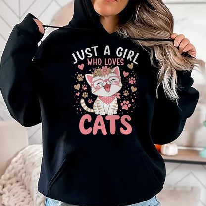 Cat Love Shirt, Funny Cat Lover Gift UnisexT-Shirt/Hoodie/Sweatshirt HLT00 - Just A Girl Who Loves Cats Cute Floral Animals Lover T-Shirt