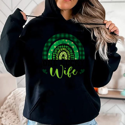 Best Wife Shirt, Wife and Husband Unisex T-Shirt/Hoodie/Sweatshirt HLT00 - Gift for wife T shirt, lucky wife   Womens One Lucky Wife Rainbow Irish St Patricks Day Shamrock Tan