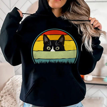 Cat Love Shirt, Funny Cat Lover Gift UnisexT-Shirt/Hoodie/Sweatshirt HLT00 - Tuxedo cat vintage retro cats loves T-Shirt